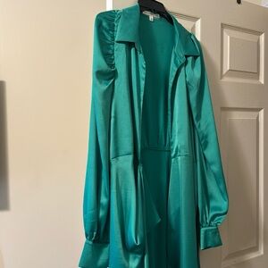 Green silk like dress